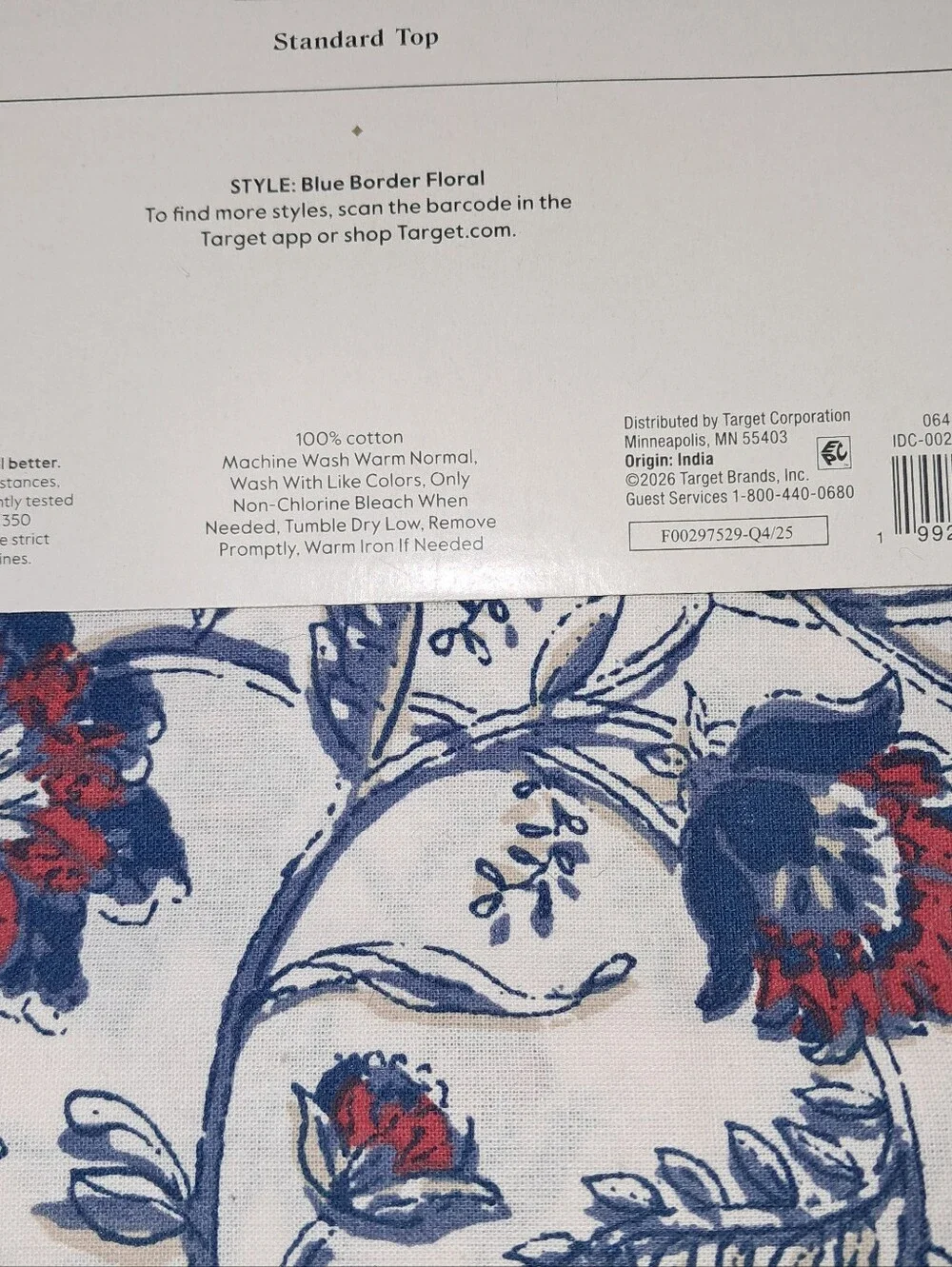 Threshold NWT Floral Block Print Cotton Shower Curtain In Americana 72